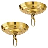 MAYOMAJO 2 Pack of 5-5/16 Inches Light Canopy Kit, Heavy Duty Replacement Cover Plate with Mounting Hardware for Chandelier, Pendant Lighting & Swag Light (Brass, 5-5/16 Inch Canopy)