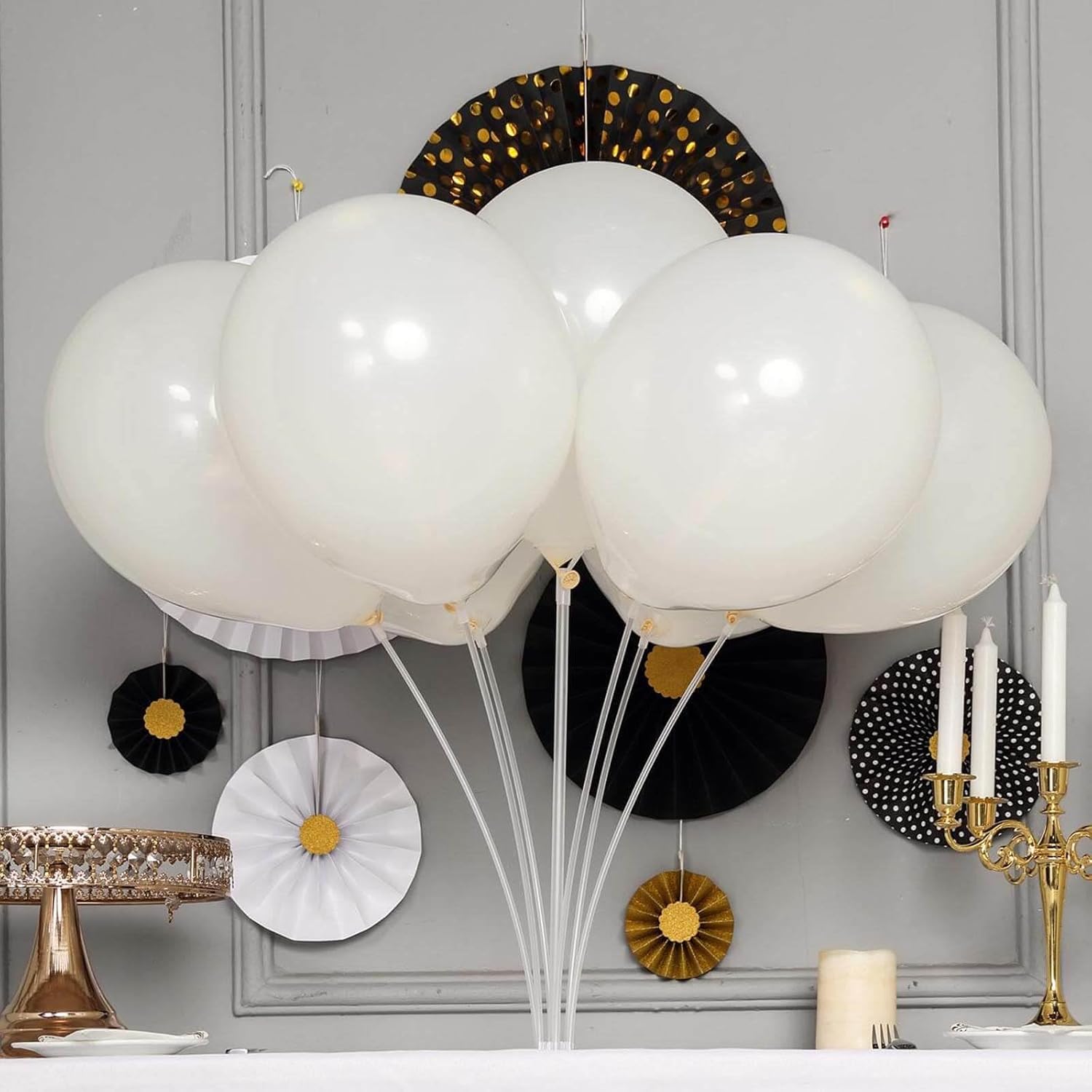 Efavormart 2 Pack 30" Clear Balloon Stand Kit Stick Balloon Column with Beautiful Flower Base for Wedding Party Decoration and Event Tabletop Centerpiece Displays