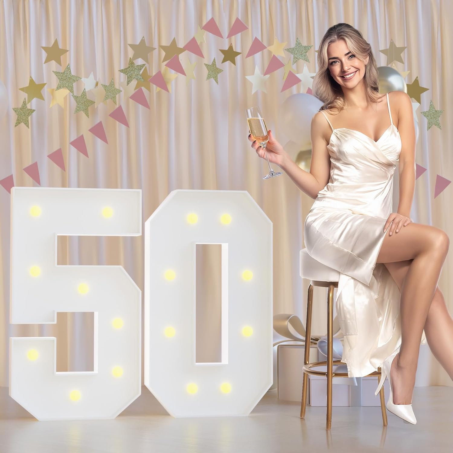 Birthday Decorations 50 Marquee Numbers, 2.3FT Large Light up Numbers 50 for Party Decorations, Number Lights Sign for 50th Birthday Anniversary Wedding Decor