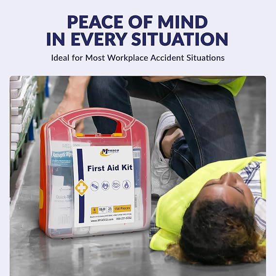 MFASCO Fully Stocked Class B First Aid Kit Plastic Box for Business Use