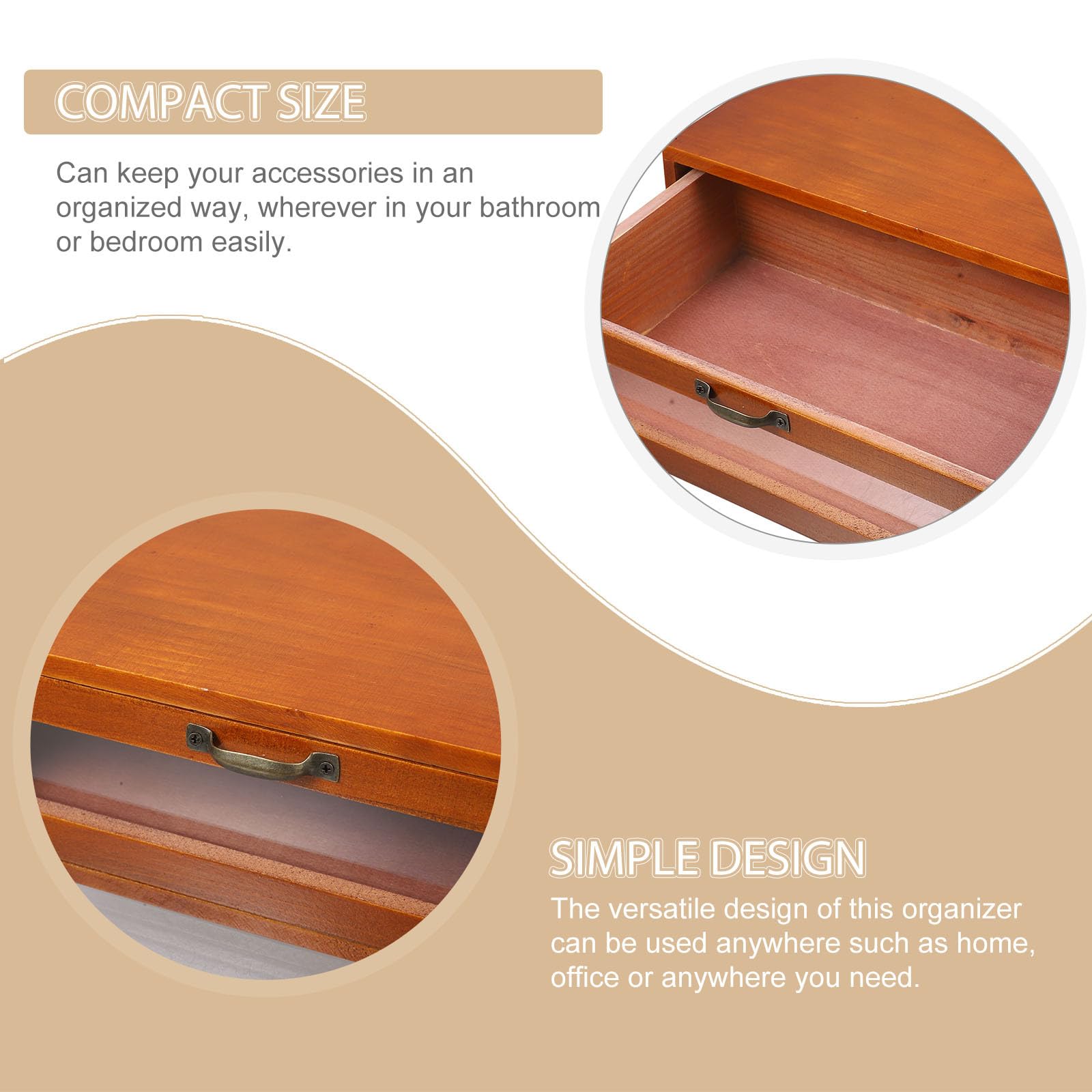 TOYANDONA Organizer da Scrivania in Legno Solido con Cassetto Singolo, Scatola Porta Cosmetici e Porta Prodotti la Cura della Pelle, Organizer Multifunzione per Ufficio, Bagno e Camera