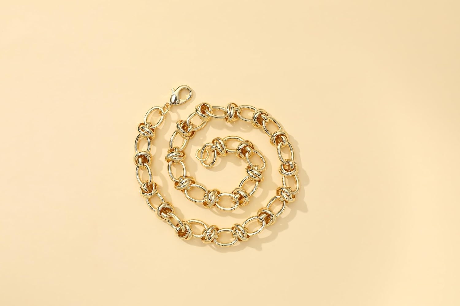 Gold Chunky Necklace for Women 14K Gold Plated Link Choker Adjustable Chain Choker Necklace Trendy Hip-Hop Non Tarnish Jewelry Gift - Image 4