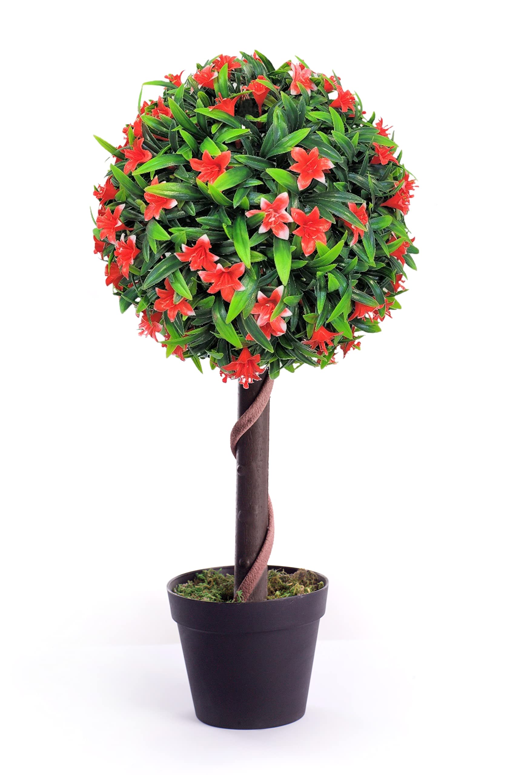 Best Artificial 2ft 60cm Lily Ball Tree Plant Garden Office Conservatory Tropical Indoor Outdoor (Red)