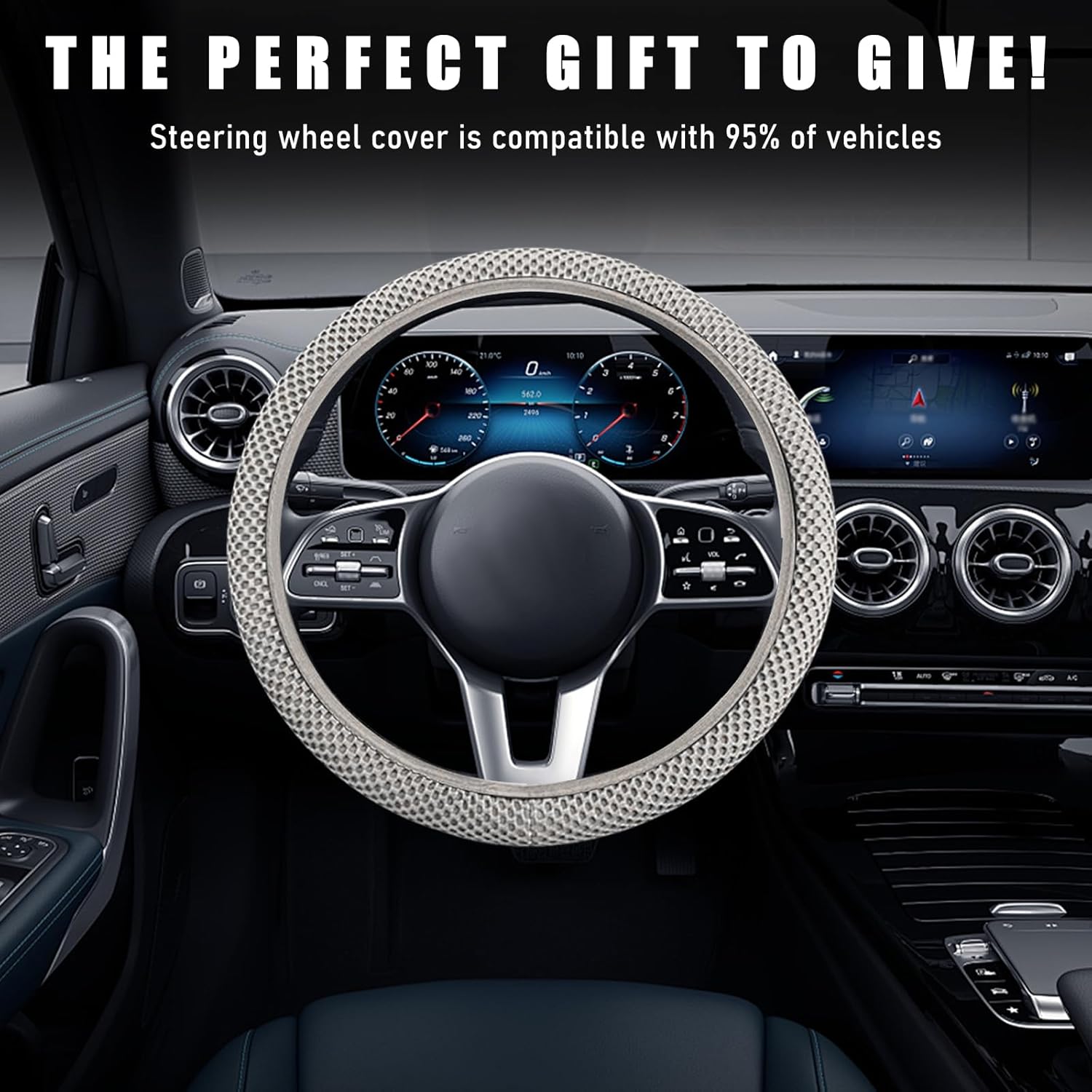 Elastic Stretch Steering Wheel Cover, 15"×15" Microfiber Breathable Ice Silk Steering Wheel Protector, Anti-Slip Elastic Steering Wheel Cover for Men Women, Car Accessories (Gray) - Image 6