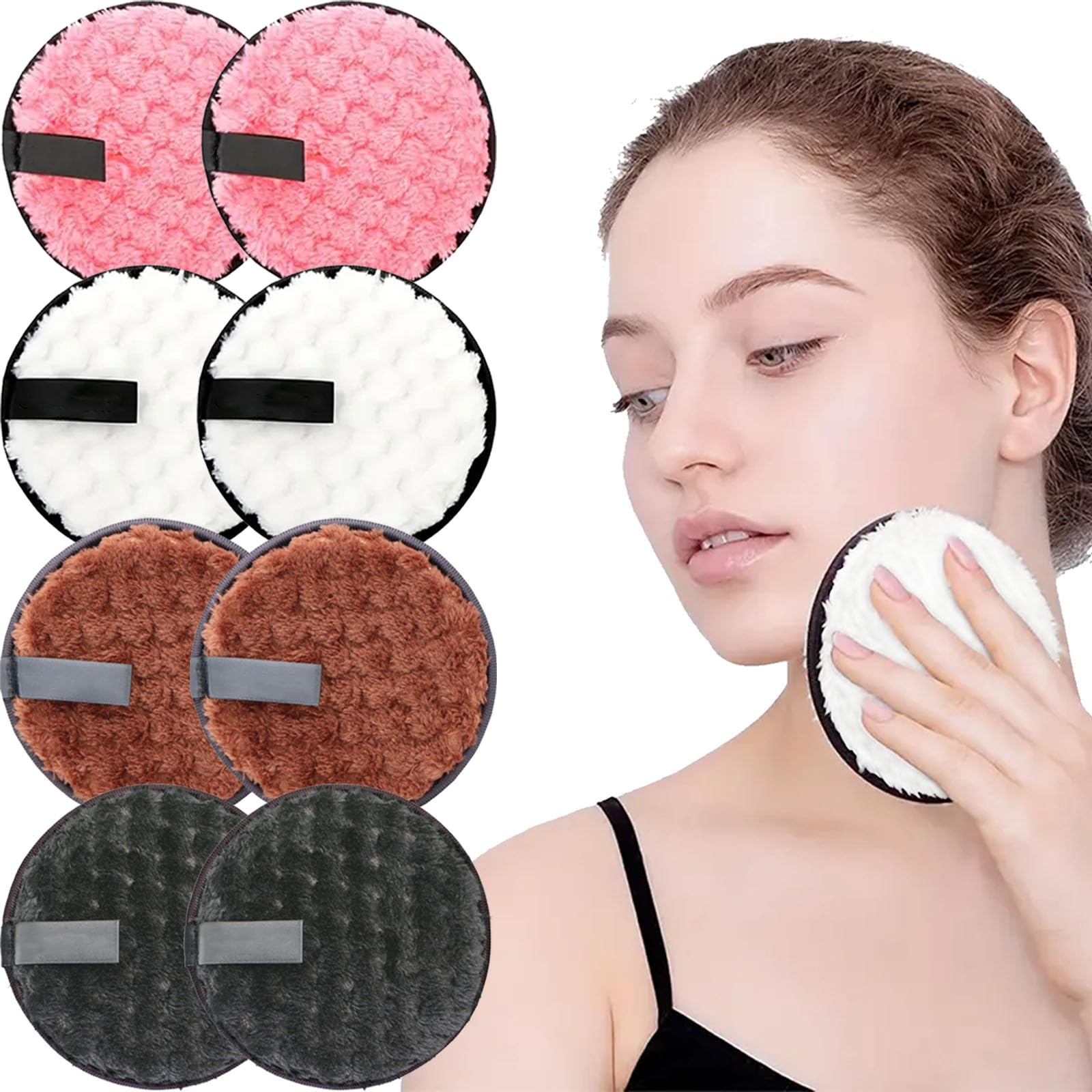 Discos Desmaquillantes Reutilizables, 8 Piezas Almohadillas Desmaquillantes Lavable, Toallitas Desmaquillantes Microfibra Lavable para Limpieza Facial, Cuidado de la Piel
