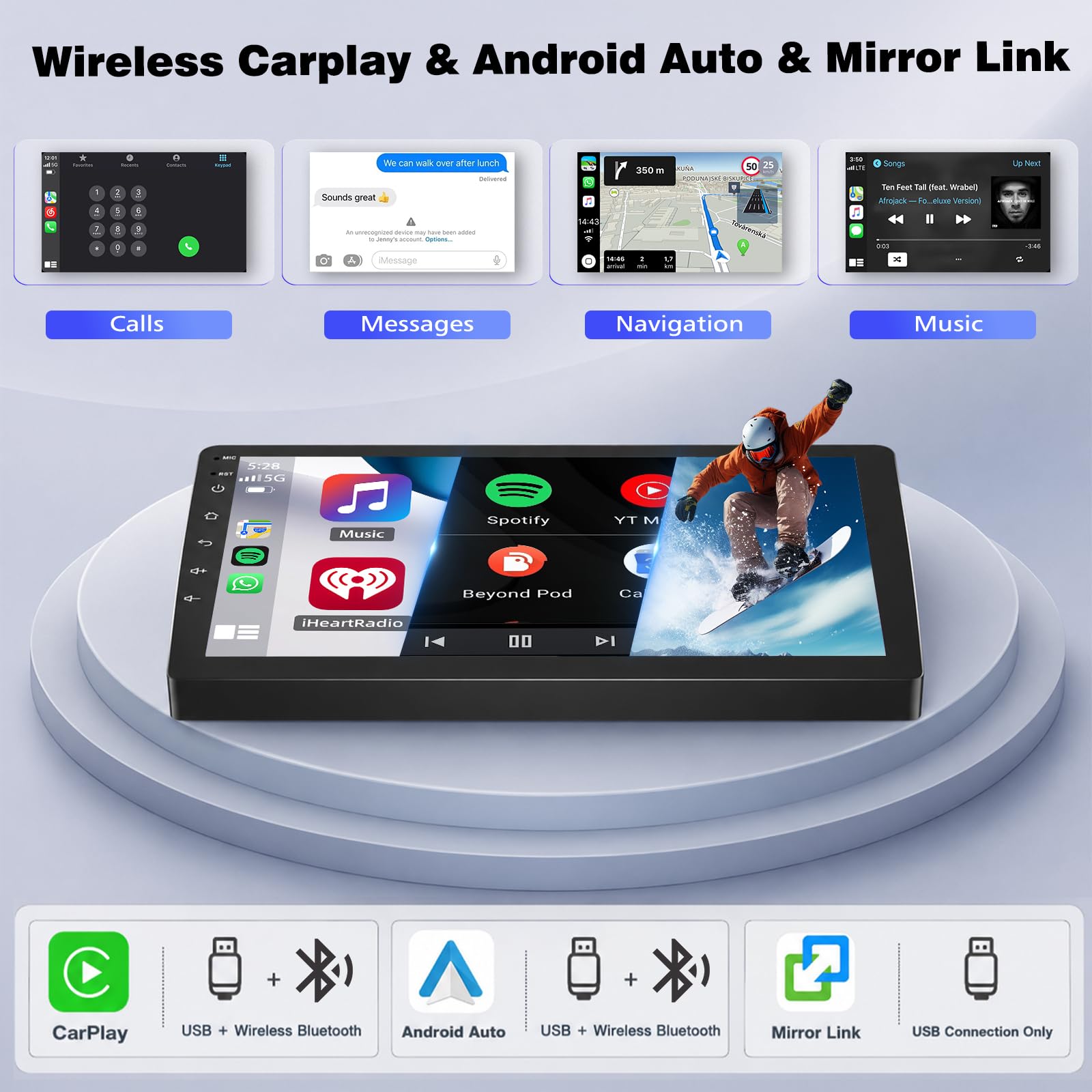 4+64GB Radio Android dla VW Golf 7 2013-2017, ekran dotykowy 9 cali z Bezprzewodowy CarPlay Android Auto, Nawigacja GPS, Bluetooth, RDS, FM, WiFi, Kamera cofania AHD