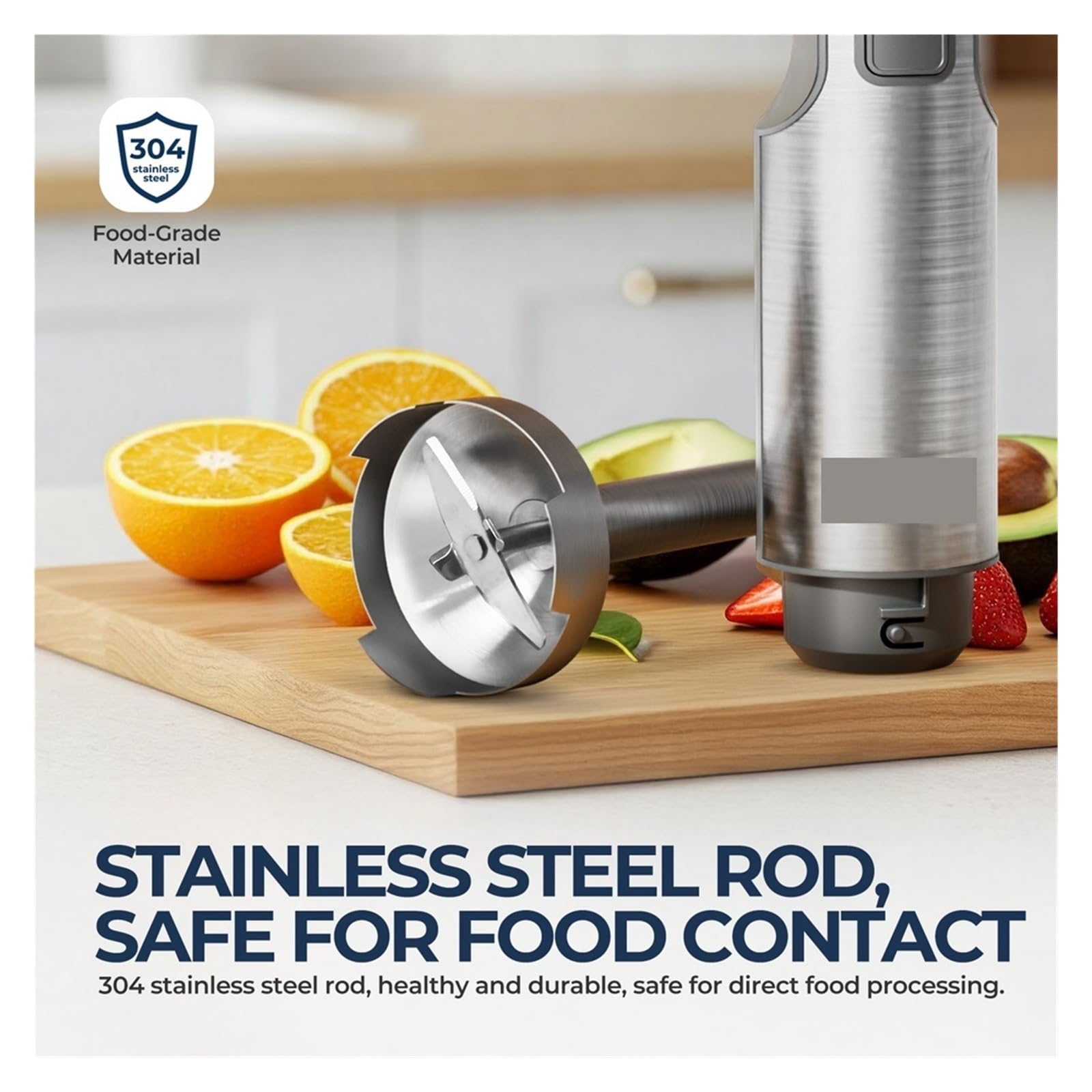 Blender Ręczny 4 W 1, 1000 W, Mocny, Ze Stali Nierdzewnej, Mikser Ręczny Do Żywności, Pojemnik Do Mieszania 700 Ml, Procesor 500 Ml, Trzepaczka łAtwy W UżYciu(R-PHB8001)