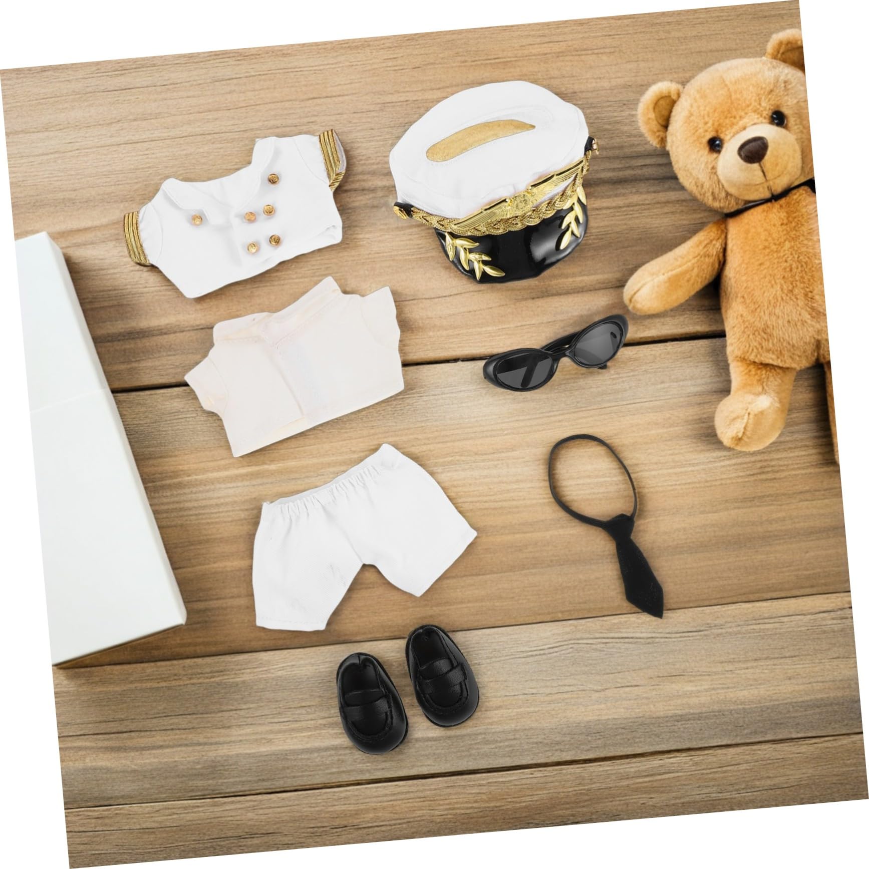 Uniforme de Capitán para Muñeco de Peluche Ropa de Piloto Reemplazable Accesorios Decorativos para Juguetes de Peluche Ropa Utilizable para Muñecos Pequeños Avión
