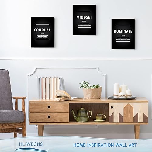 Miniatura 3 de HLiWEGNS Decoración de oficina, arte de pared inspirador, póster de lienzo motivacional, mentalidad, conquista, dominar, citas positivas, decoración