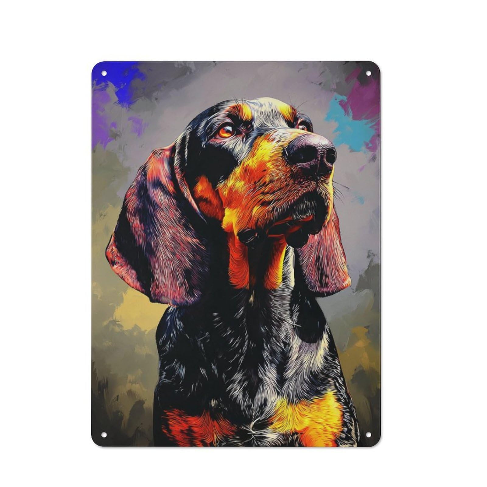 Junmoney Colorful Abstract Dog Portrait -12 Office Metal Sign With Design 40X30cm, Classic Study Room Decor For Office, Study, Studio Or Hallway