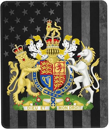 UK England Royal Shield of Arms United Kingdom - Alfombrilla de mouse grande para juegos, oficina, hogar, borde cosido, antideslizante, resistente