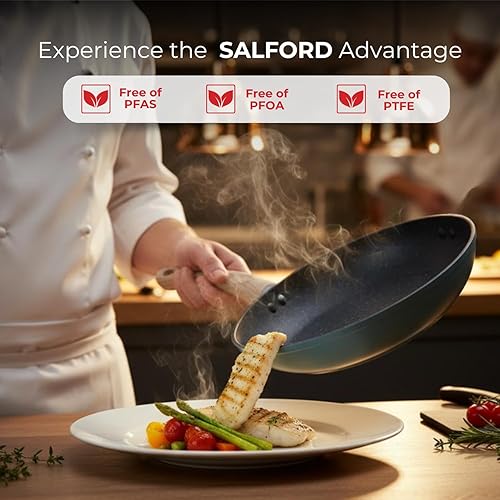 Miniatura 7 de SALFORD Sartén antiadherente forjada de 9.7 pulgadas de cerámica, antiadherente, sartén para huevos y panqueques, mango de baquelita, utensilios de