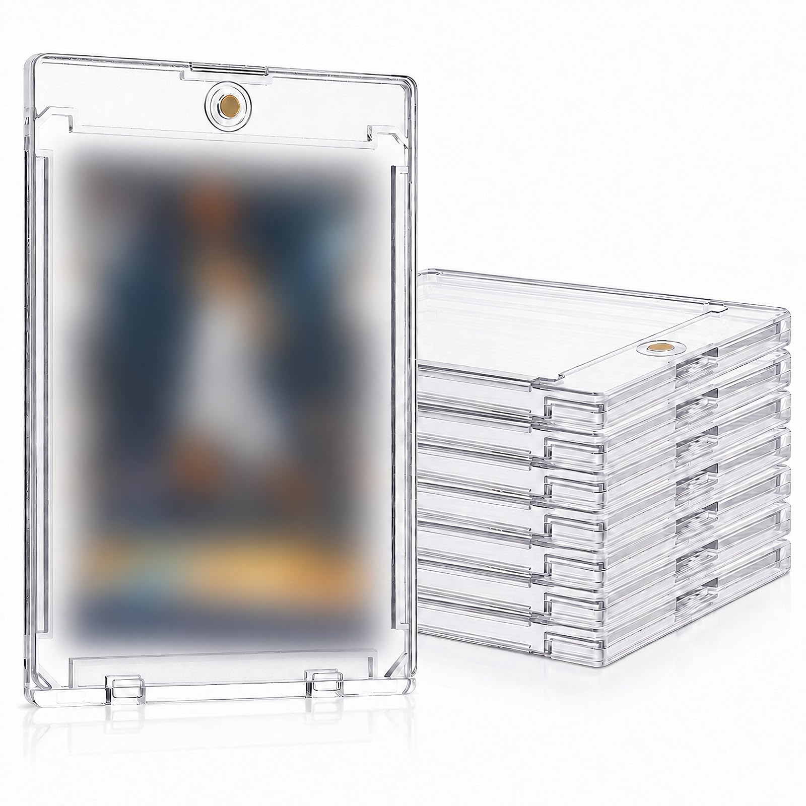 Magnetic Trading Card Holder, 35pt Clear Acrylic Card Protector Case, Card Holders for Trading Cards with UV Protection for Sports, Football, Game Cards & Collectibles, 8 Pack-image-35