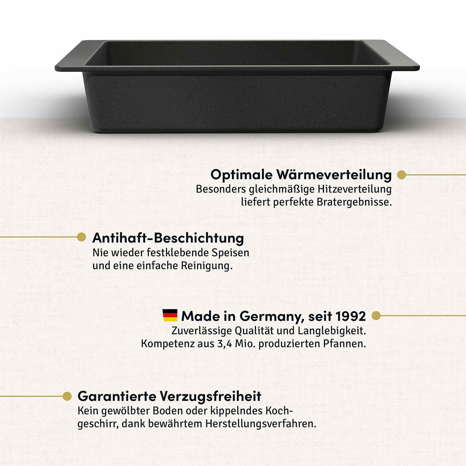 Hoffmann Bräter, 41x26 cm,Back- und Auflaufform, Handgegossen, Aluminium, Antihaftbeschichtet, für Induktion und Backofen, Anthrazit, 5L Volumen,Verzugsfrei, Made in Germany (mit Deckel)