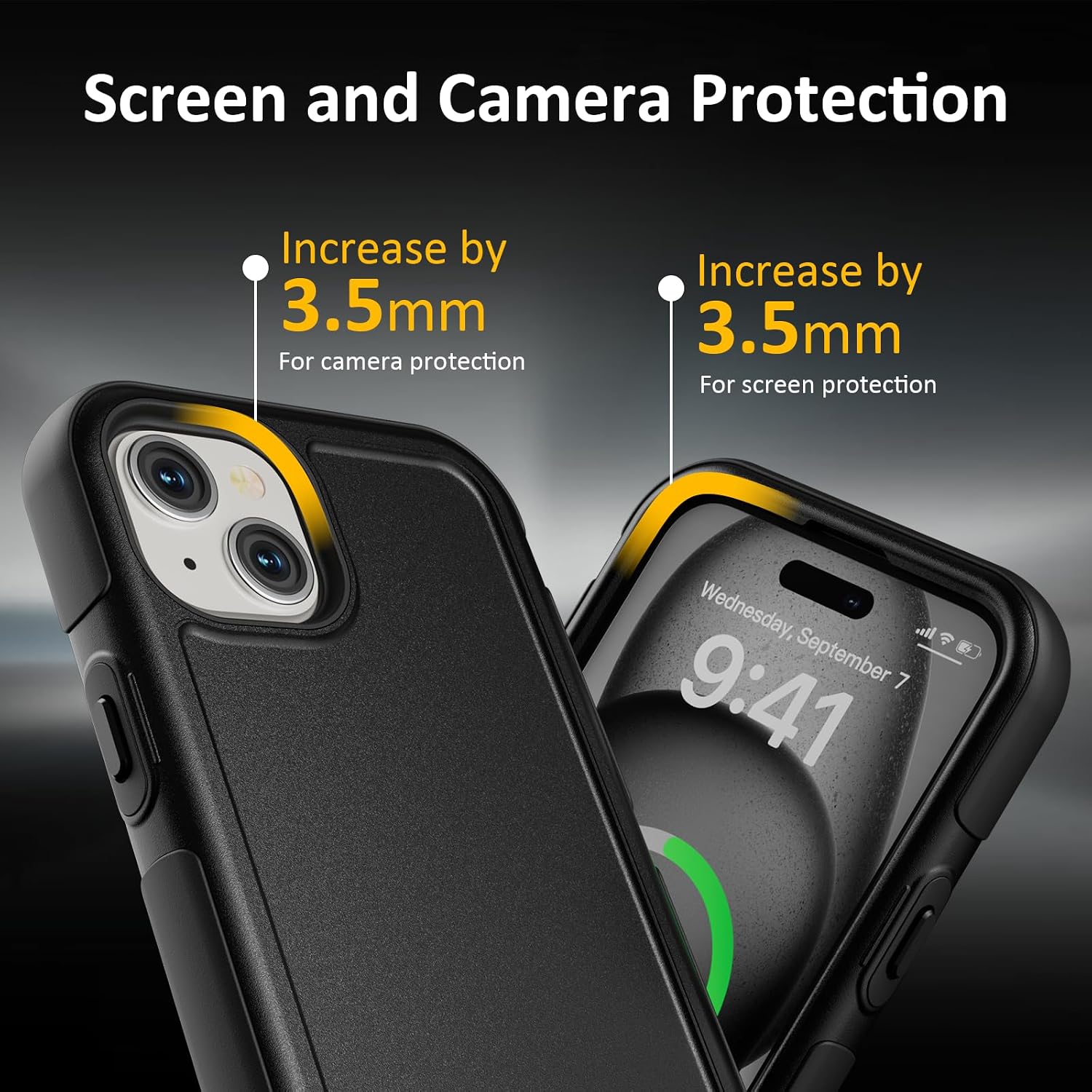 Follaroma for iPhone 15 Case, Compatible with MagSafe, Heavy Duty Shockproof Protective Phone Case, Anti-Drop Protection, Dual Layer Magnetic Phone Cover for iPhone 15, 6.1", Black