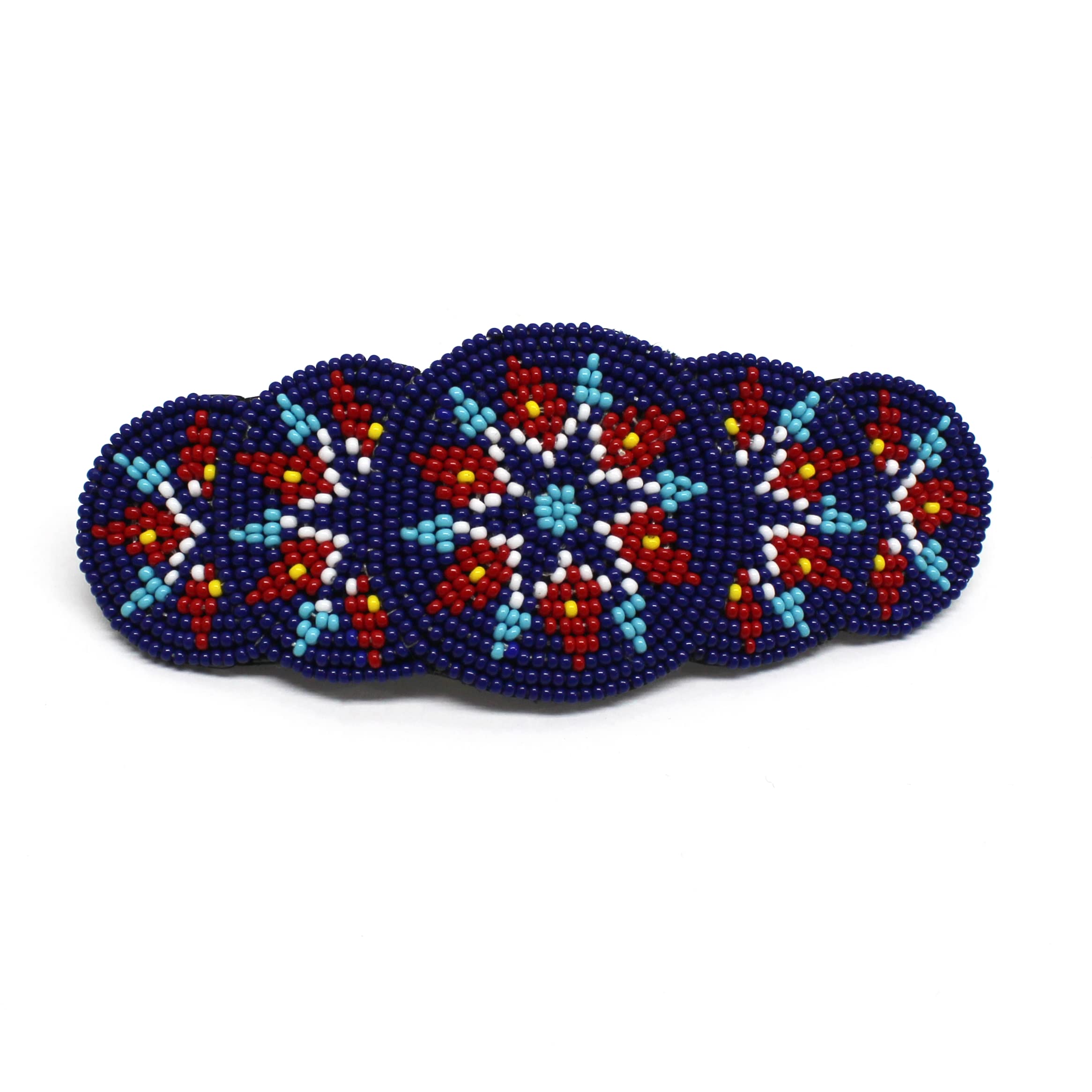 Handwoven Beaded Barrette Purple Black Yellow Blue Handcrafted Hair Accessories main image 4