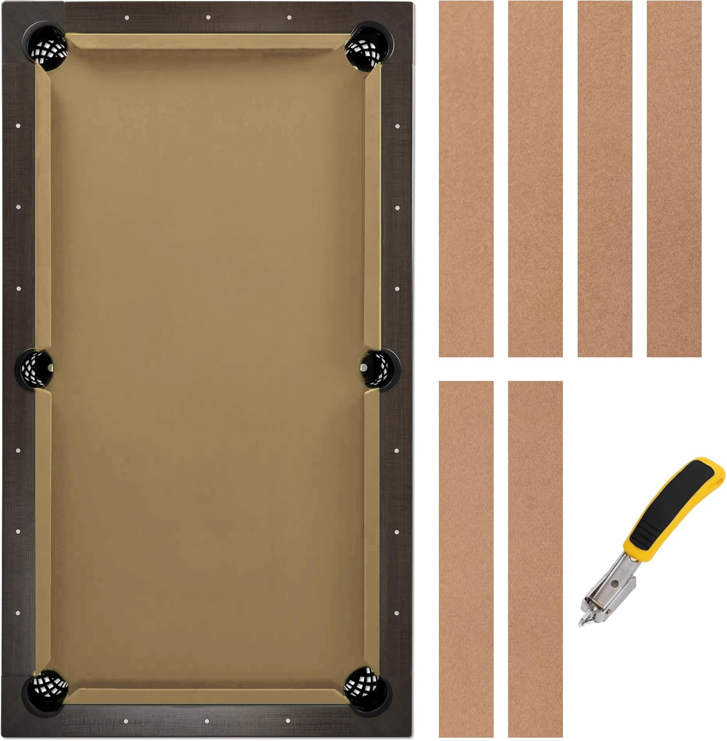 Pool Table Felt Cloth Billiard Cloth with 6 Pcs Cloth Strips and Staple Remover Pool Table Felt Replacement Kit Parts