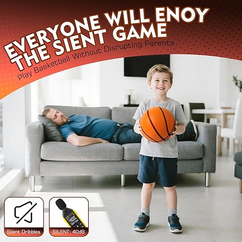 Miniatura 2 de Baloncesto silencioso  Bola de espuma silenciosa tamaño 3 para entrenamiento en interiores  Diseño acanalado de alto rebote para goteo silencioso,