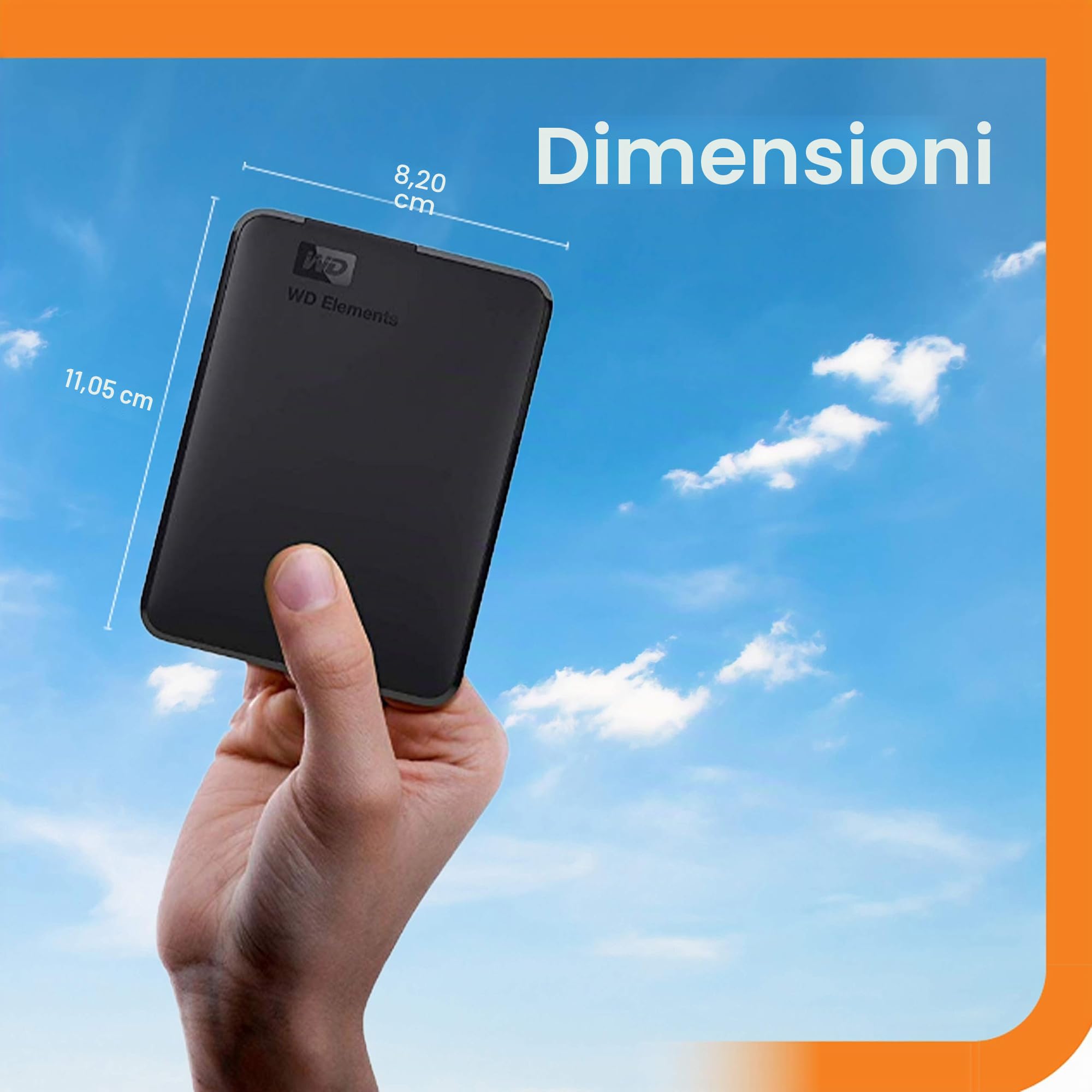 WD Elements Portable HDD Esterno 2000 GB, 3.5 Pollici, USB 3.0, Compatibilita' Mac, Nero
