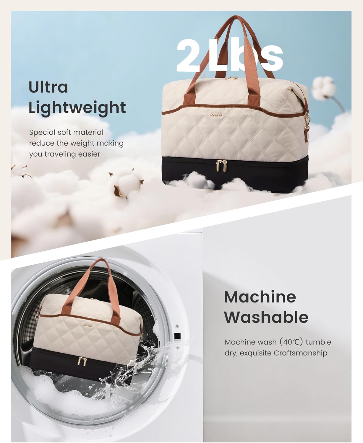 LOVEVOOK Weekender Bags for Women with Shoe Compartment, Lightweight Travel Duffle Bag with Wet Pocket, Hospital Overnight Bags for Women Labor Delivery, Personal Item Carry On Bag for Gym, Sport - Image 4