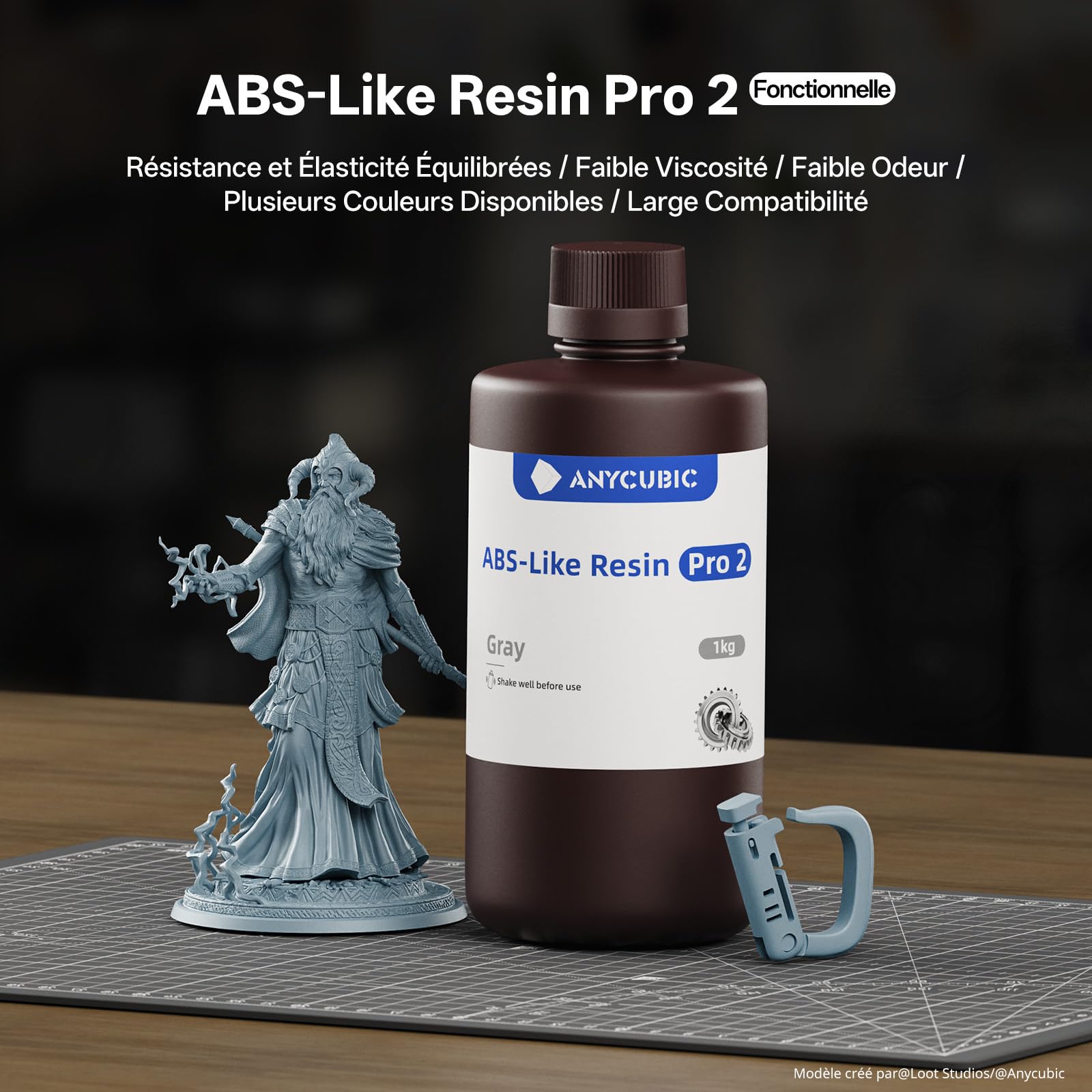 ANYCUBIC ABS-Like Resin Pro 2 pour Imprimante 3D LCD, Haute Précision et Faible Odeur, Résine Photopolymère UV 405nm, Compatible LCD/DLP (Transparente, 1kg)