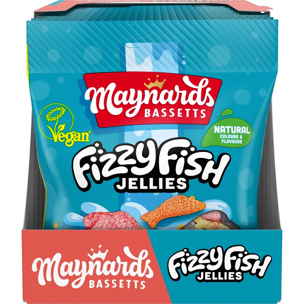 Maynards BassettsFizzy Fish Soft Jellies Sweets Bag 130g (Pack of 10 Bags)