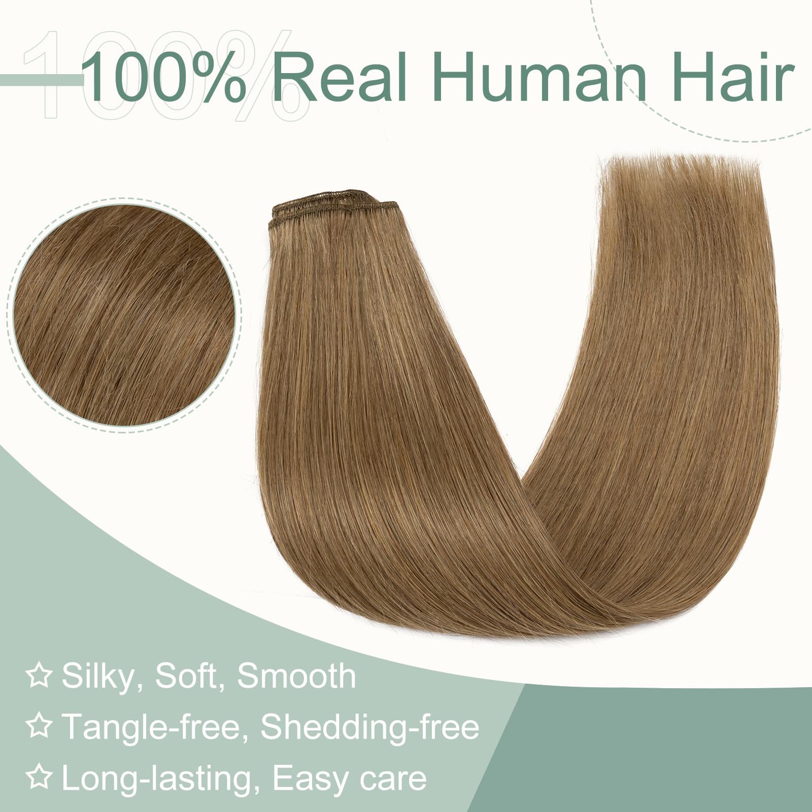 Rich Choices Clip in Hair Extensions Real Human Hair Light Brown 8 Inch Remy Extensions Clip in, 8PCS 45g Invisible Thin Weft - Image 4