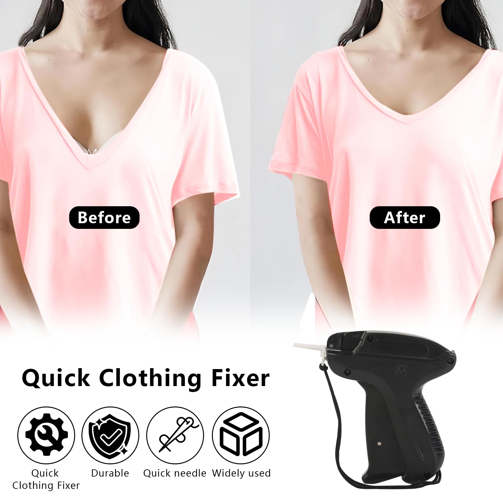 Stitchy Quick Clothing Fixer Micro Stitch Gun for Clothes Quick Tagging Gun for Clothing Sewing Machine Micro Stitchy Small Stitching Gun with 1000 Fasteners & 5 Needles(Black) - Image 3