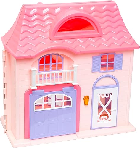 Miniatura 4 de R & S LIMITED Boley: Casa de muñecas - Rosa y púrpura - Juego de 16 piezas - 3 muñecas familiares y 12 accesorios de muebles, diseño plegable y
