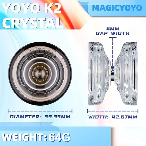 Vista 62 de MAGICYOYO Yoyos de doble propósito, paquete de 2, Yoyo de metal N11 y plástico Yo Yo K2 Crystal White Responsive Yo Yos para niños principiantes