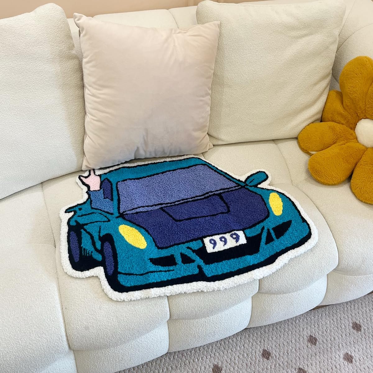 LAKEA Enthusiast Racing Car Shaped Tufting Rug Living Room Bedroom Decor Carpet Embroidered Non-Slip Floor Mat Doormat Home Decor (29.5X19.7inch)