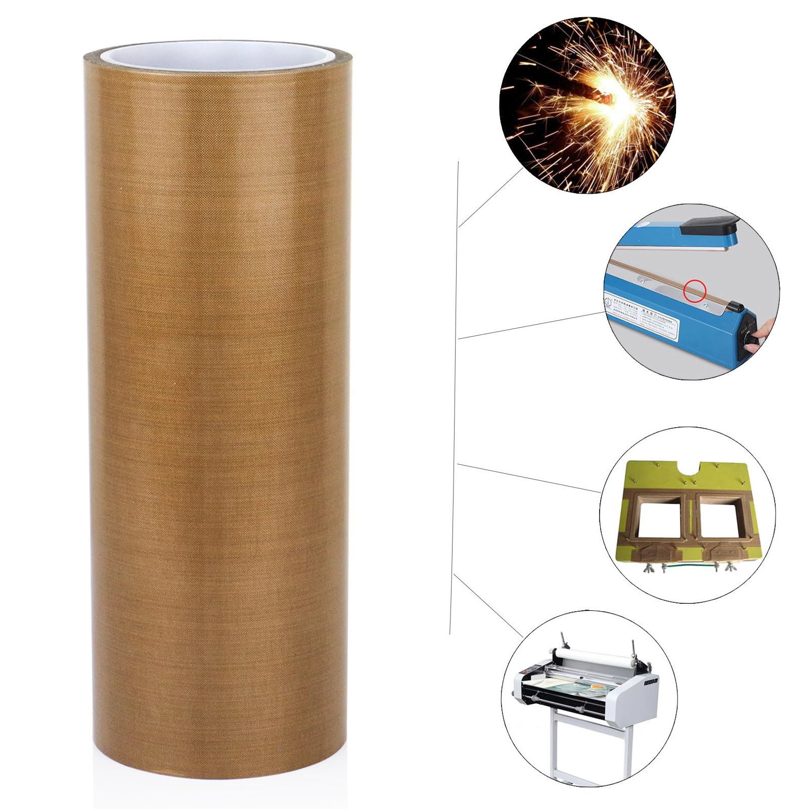 BOMEI PACK Nastro in tessuto di vetro PTFE, 25,4 cm x 10,1 m, ad alta temperatura, resistente all'abrasione, protezione superficiale per macchina sottovuoto