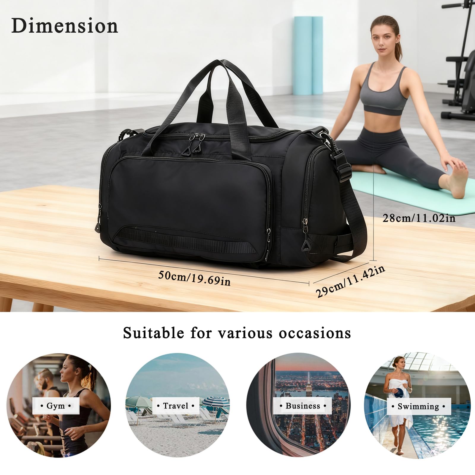 Sporttasche Damen Herren Reisetasche, SUNYBLIS Sporttaschen 40L mit Schuhfach Nassfach Sportrucksack Wasserdicht Trainingstasche mit Rucksack Weekender Handgepäck Travel Gym Tasche Duffle Bag