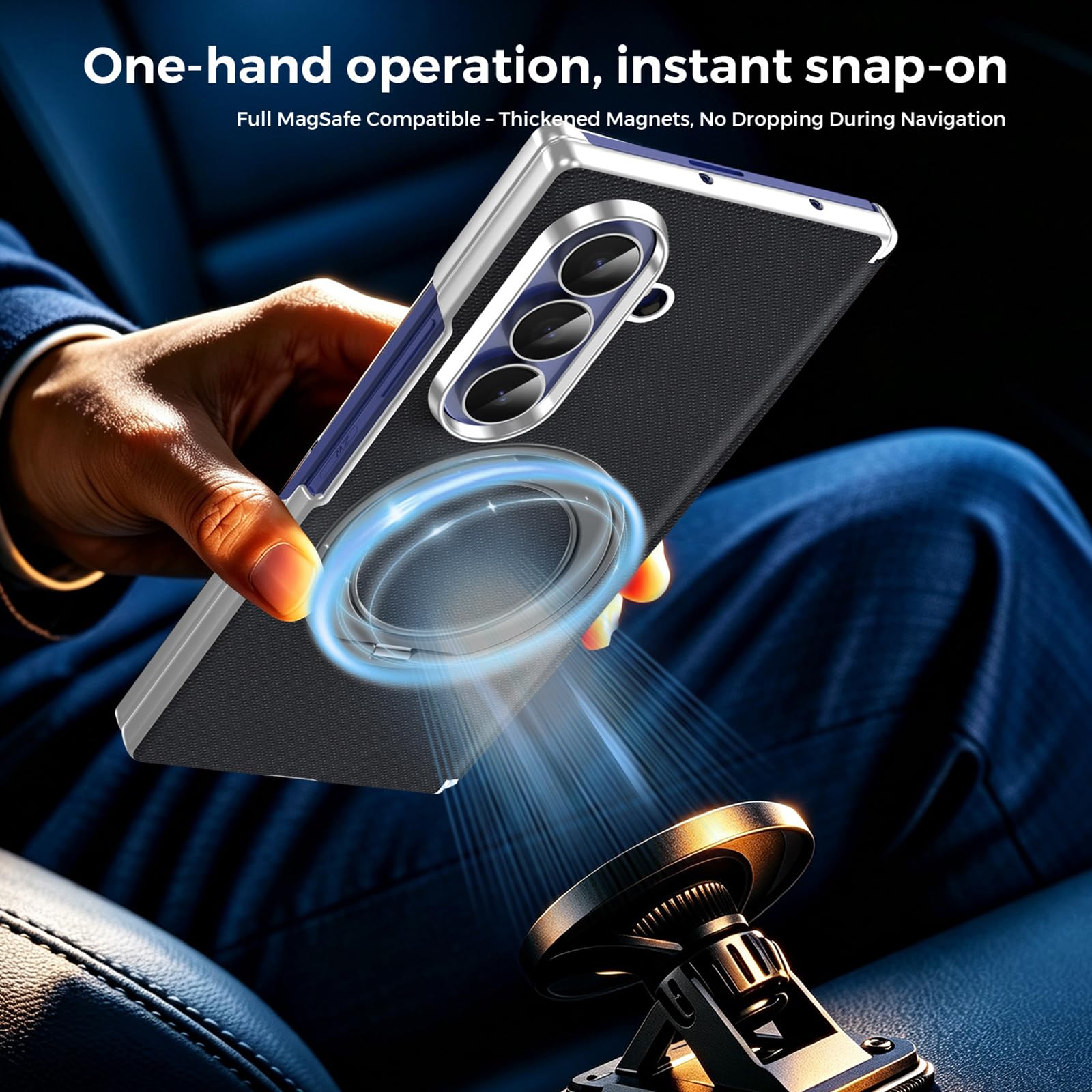 Custodia Magnetica For Samsung Galaxy Z Fold 8 Ultra, Protezione Cerniera Dello Schermo In Pelle Elettrolitica Antiscivolo Con Anello Girevole In Metallo Supporto For Ricarica Wireless(Purple)