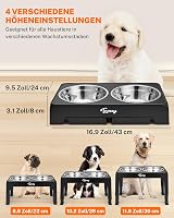 Toozey Magasságállítható Kutyatál Rozsdamentes Acél 1200ml Közepes és Nagy Kutyáknak - black 2
