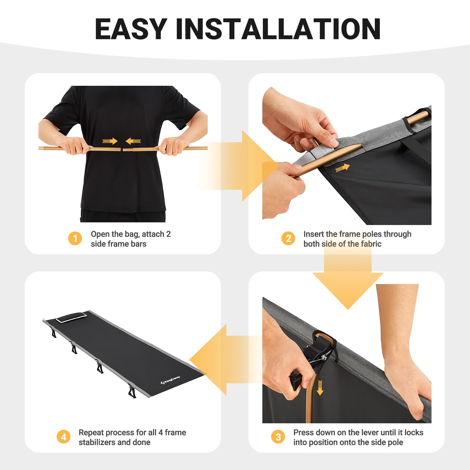 KingCamp Camping Cot, Folding Portable Heavy Duty Ultralight Cots for