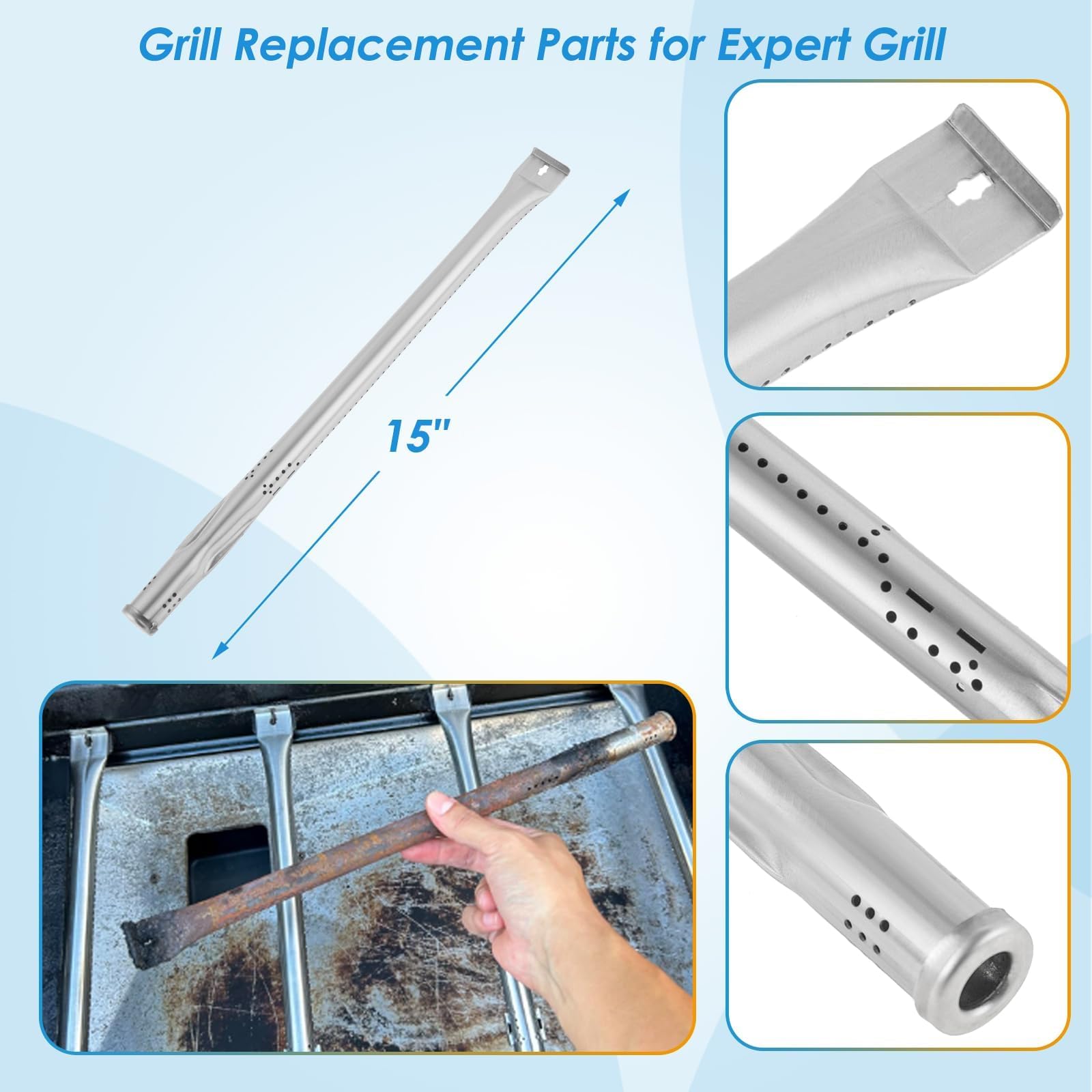 Kit de piezas de repuesto para parrilla Expert de 4 quemadores 720-0789H, protector térmico y kit de quemador para piezas de parrilla Expert 720-0789H, piezas de repuesto para parrilla
