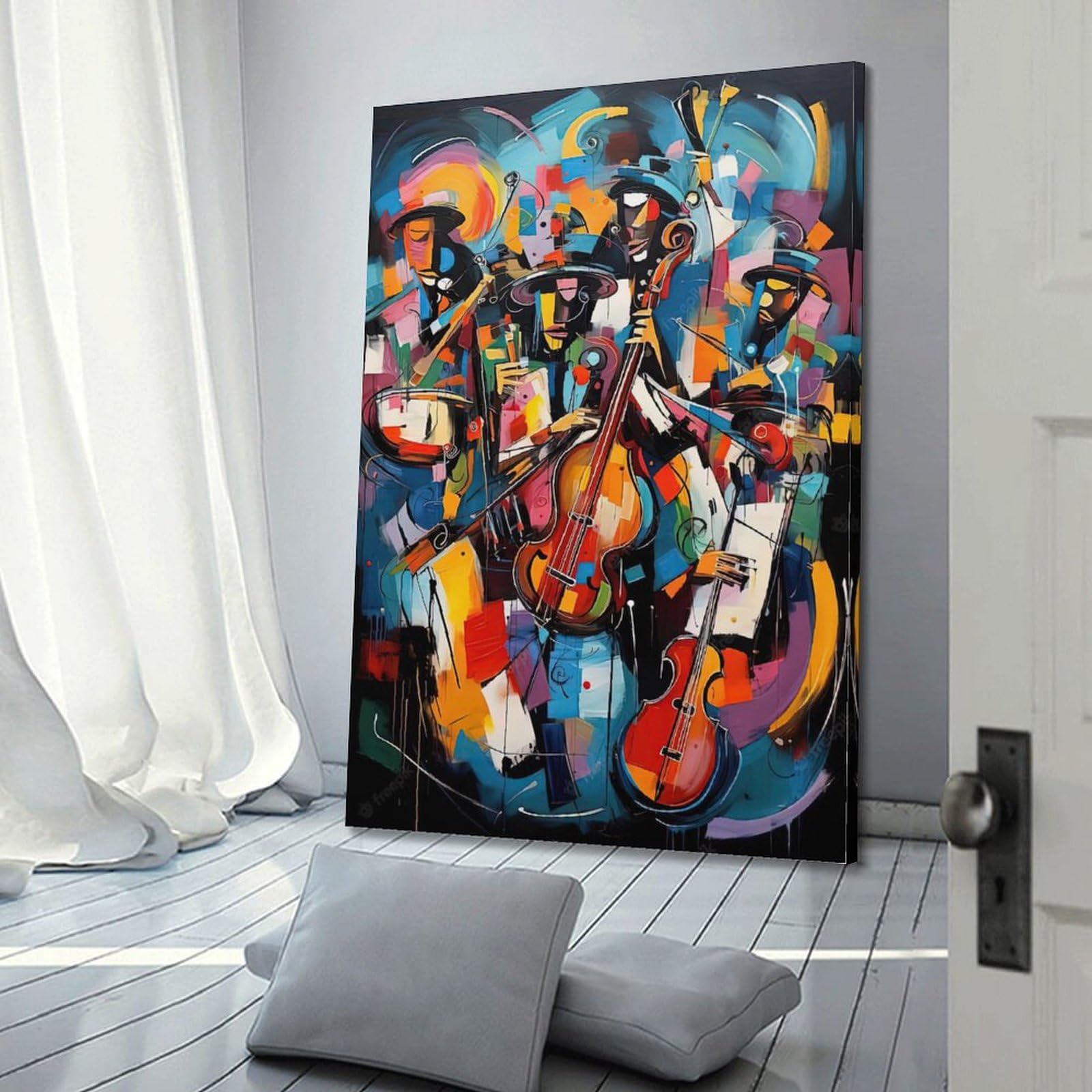GLJXFP Adesivi artistici da parete con strumenti musicali, poster decorativi su tela, poster decorativi da parete e stampa moderna per camera da letto, poster decorativo per camera da letto, 40 x 60