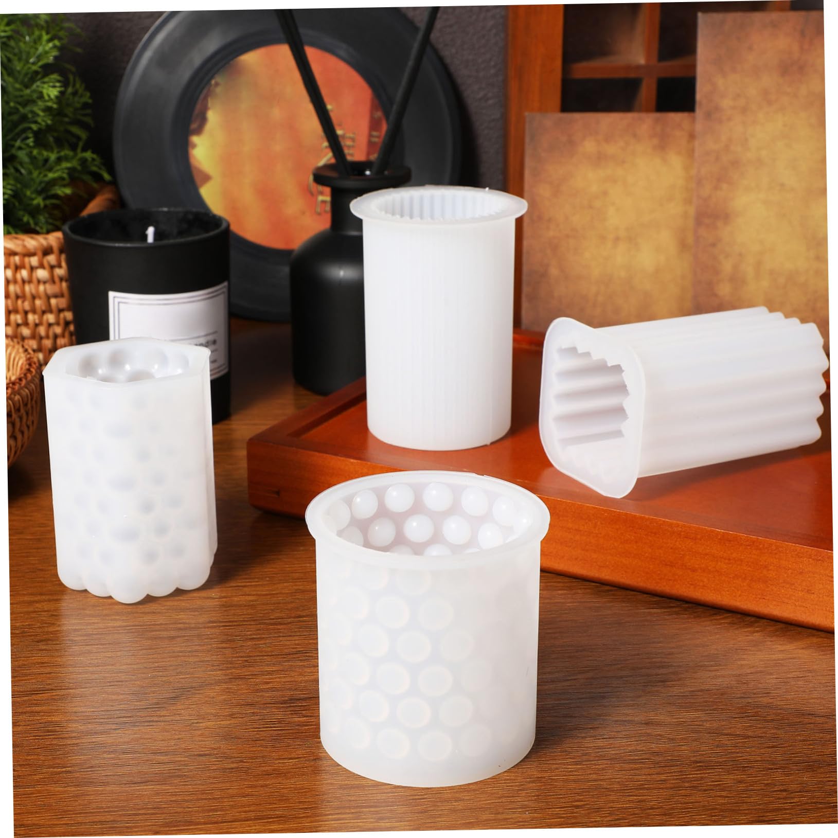SHINEOFI 3 Set Di Per Candele in Silicone Per Realizzare Candele Facili Da Usare Forme Di Per Candele A Colonna Confezione Da 4 Pezzi*3