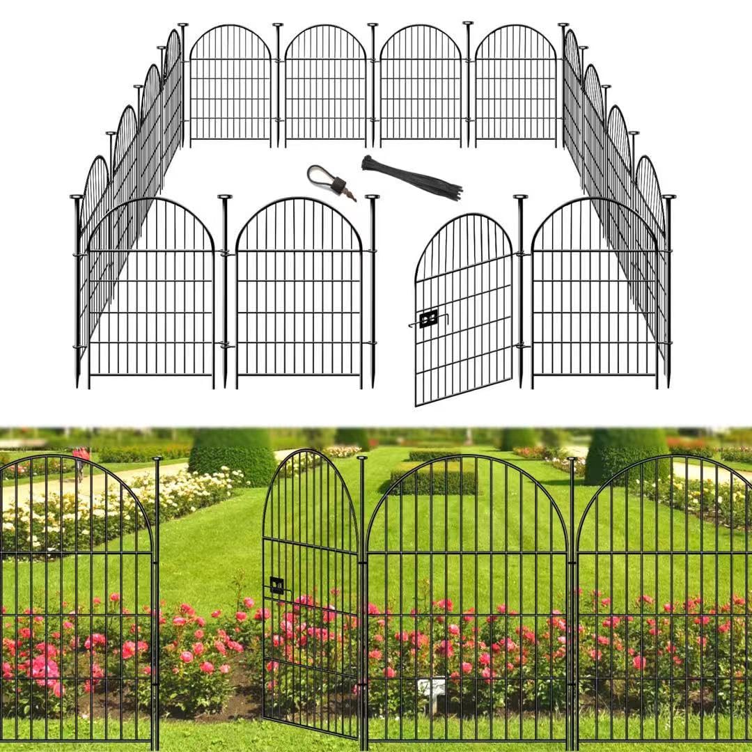 Garden Fencing 36 Inch High with Gate, 14 Panels Garden Fence Total 30.6 Ft(L),No Dig Animal Barrier, Rustproof Metal Wire Garden Fences and Borders for Dogs, Rabbits, Flower Bed Fencing