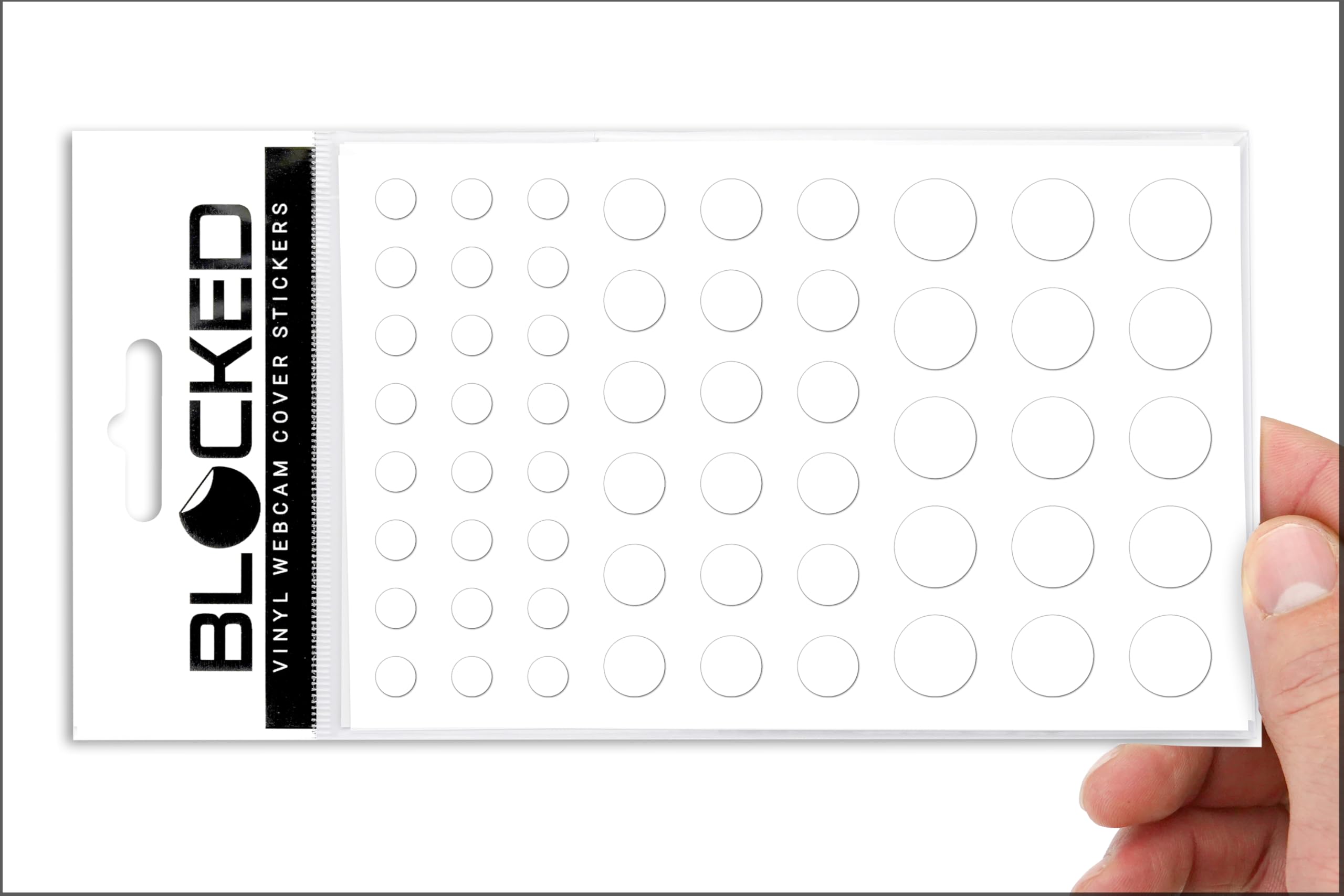BLOCKED Stackable Webcam/Camera Vinyl Covers | 57 Low-Tack Restickable Webcam Sticker | Multiple Sizes | White 57-Pack (Ultra Glossy)-image-43