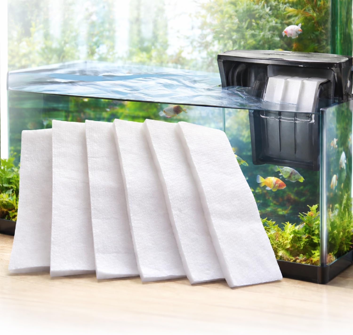 DESPACITO 6pcs Fish Tank Filter Sponge Aquarium Filter Sponge Pad Cotton for Fish Tank Washable & Reusable Biochemical Sponge for Aquarium Filters Media Accessories Filtration Foam 38x12x2cm Thickness