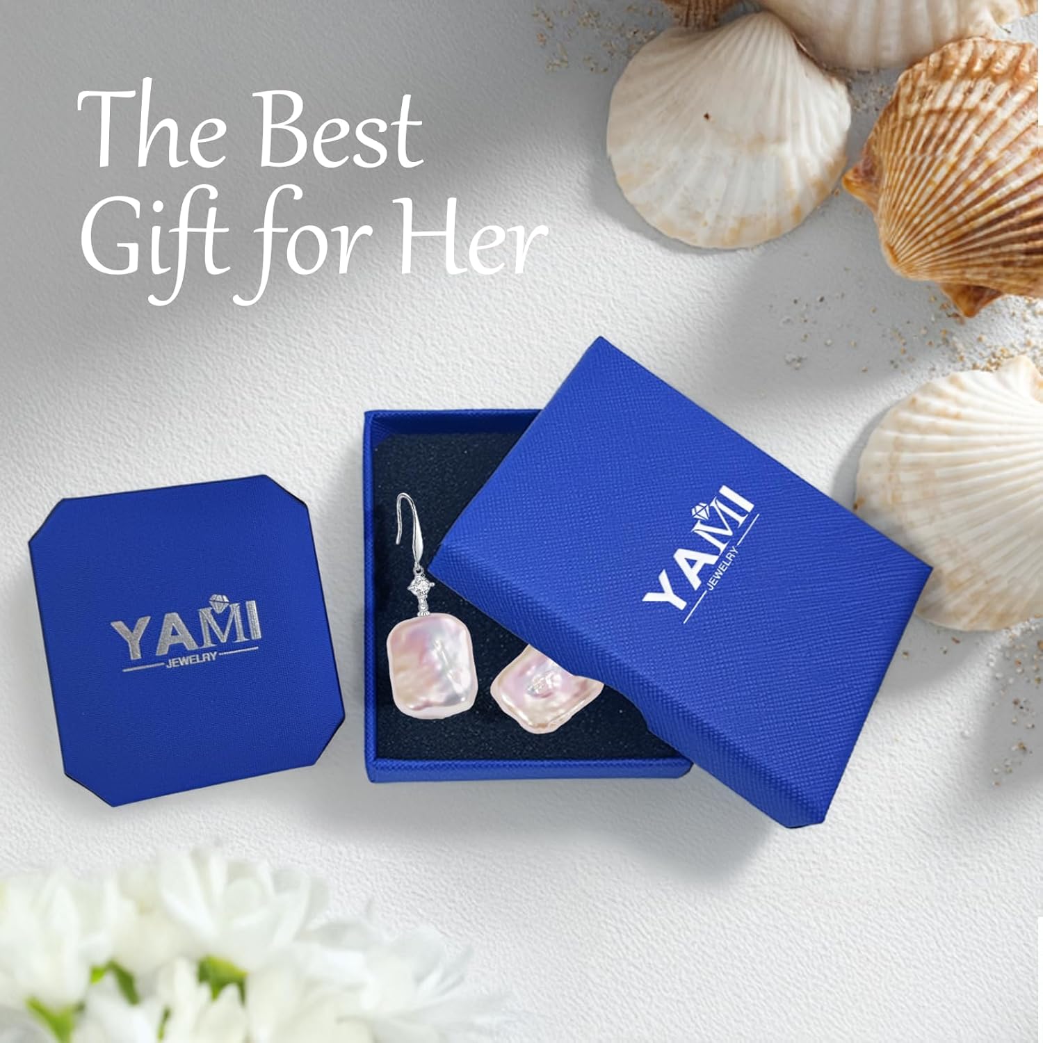 YAMI Baroque Pearl Earrings Drop & Dangle, Freshwater Cultured Pearls with 5A Cubic Zirconia, 925 Sterling Silver Hoop Earrings Hypoallergenic, Jewelry Gifts for Women - Image 7