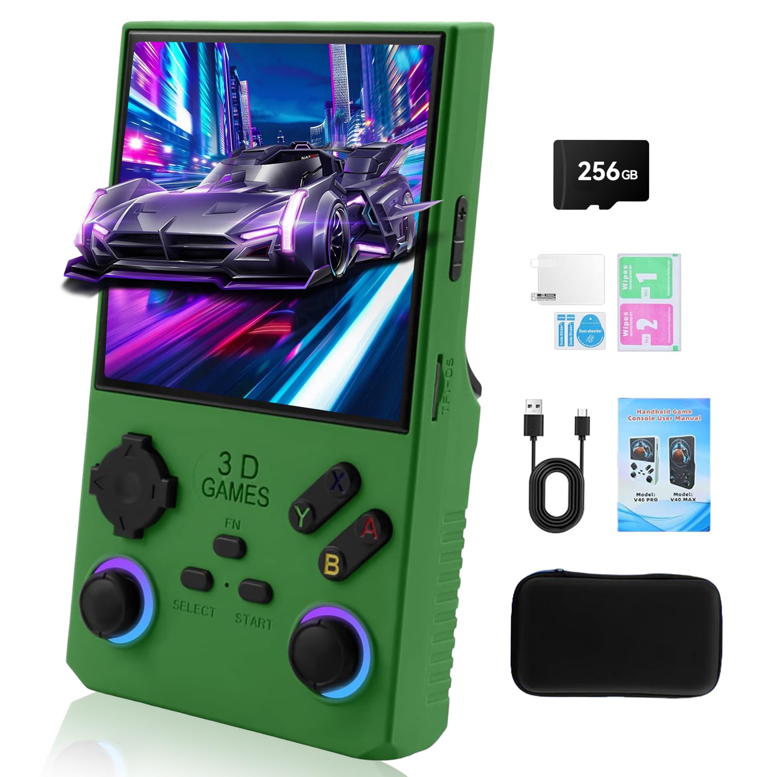 GWALSNTH V40 MAX Retro Handheld Game Console, 40000 Games in 1 with 256G TF Card, Built-in 49+ Mainstream Emulators, 4.0 Inch 4K HD IPS Screen, 4000mAh Battery, Portable Pocket Video Game Console