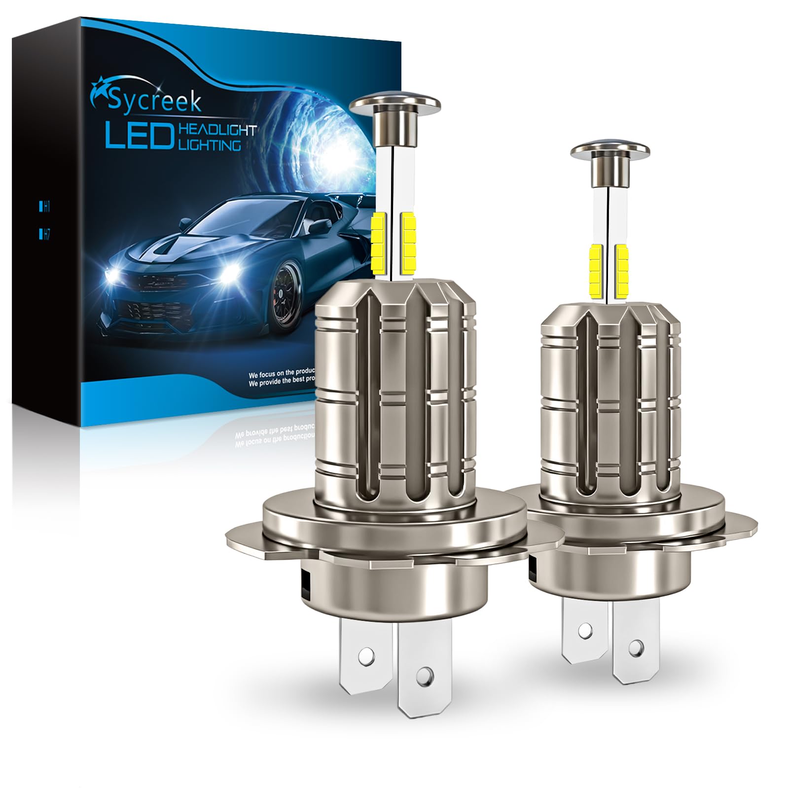 Sycreek H7 LED 360 żarówek, 120 W 30000 LM Led H7 samochód 12 V biały 6000K, zestaw reflektorów 600% super jasny zamiennik do halogenu