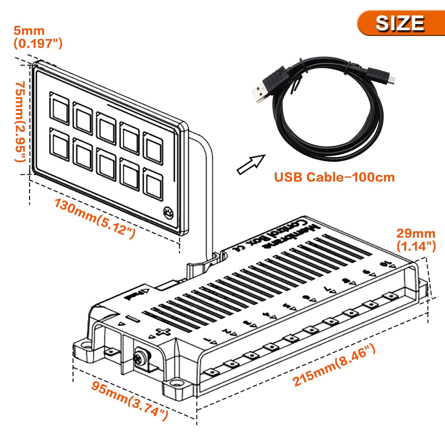 10P Membrane Control Switch Panel with Bluetooth APP Control Built-in PPTC Waterproof Programmable Momentary Button Switch with Backlight LED Module for Auto RV Boat
