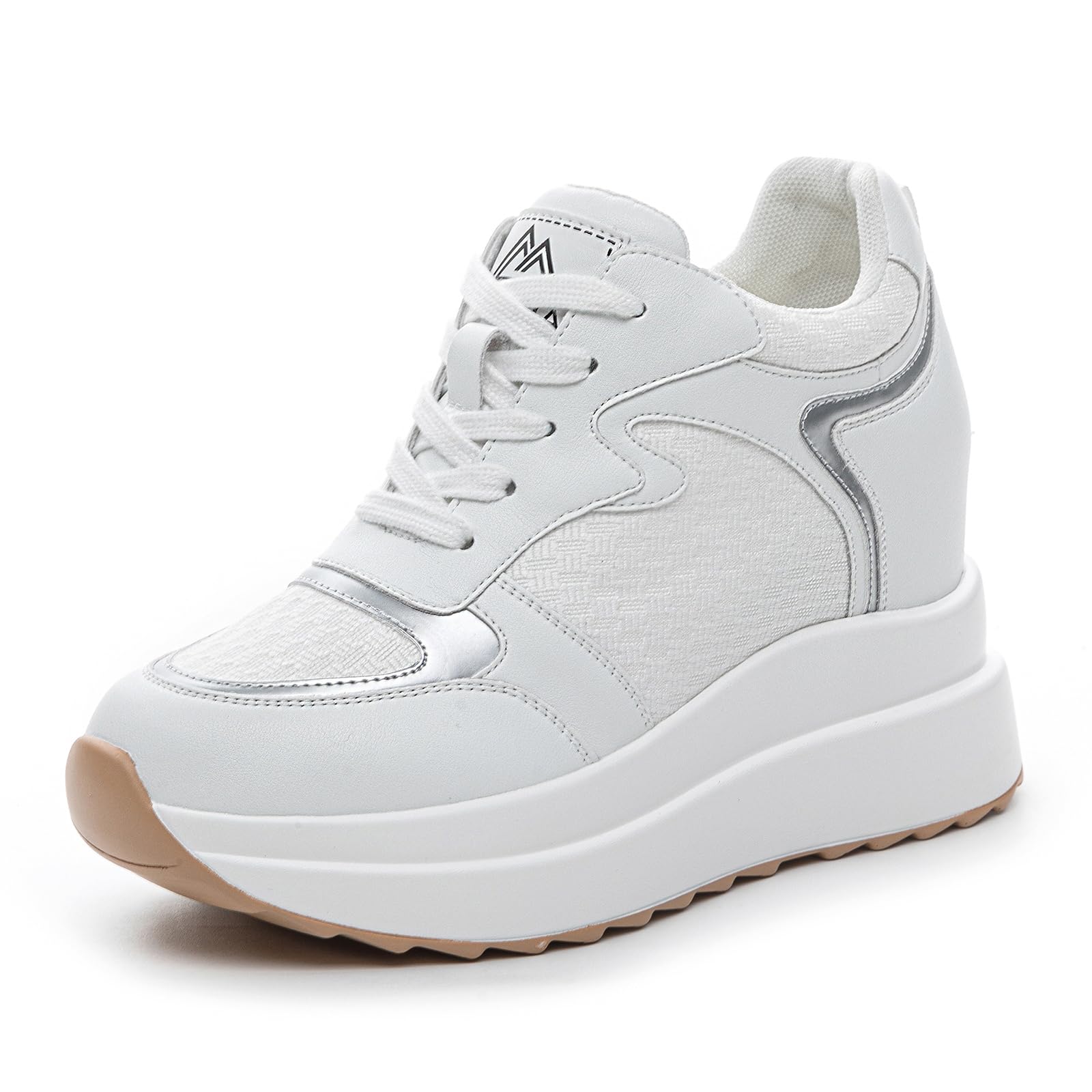 Sneakers Zeppa Interna Donna Alta Scarpe con Rialzo Interno Moda Platform Traspirante Scarpe da Ginnastica con Tacco 10 cm