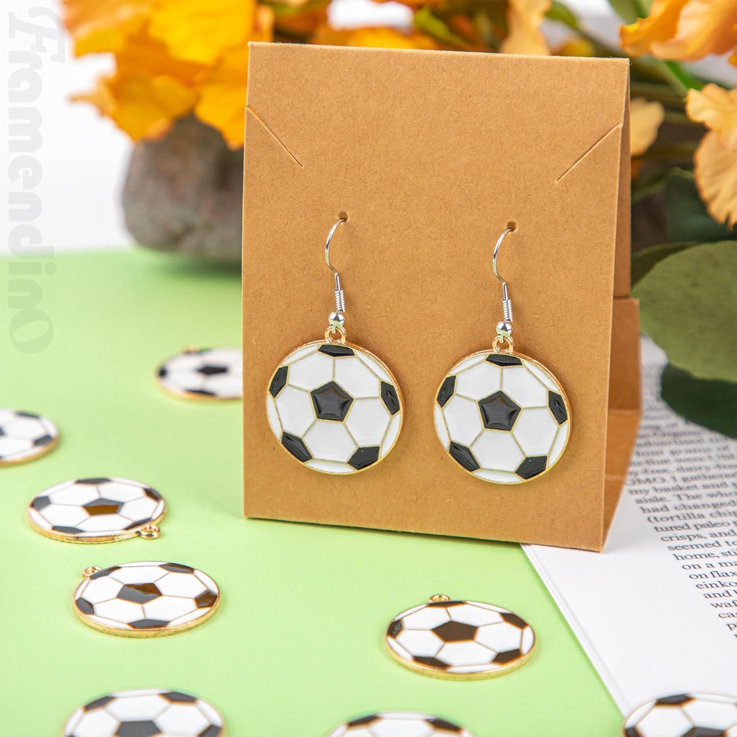 Framendino, 50 Pack Metal Enamel Soccer Ball Pendant Charms Football Sports Charm Connector for Necklace Bracelet Earrings Keychains Jewelry Making DIY Crafts - Image 6