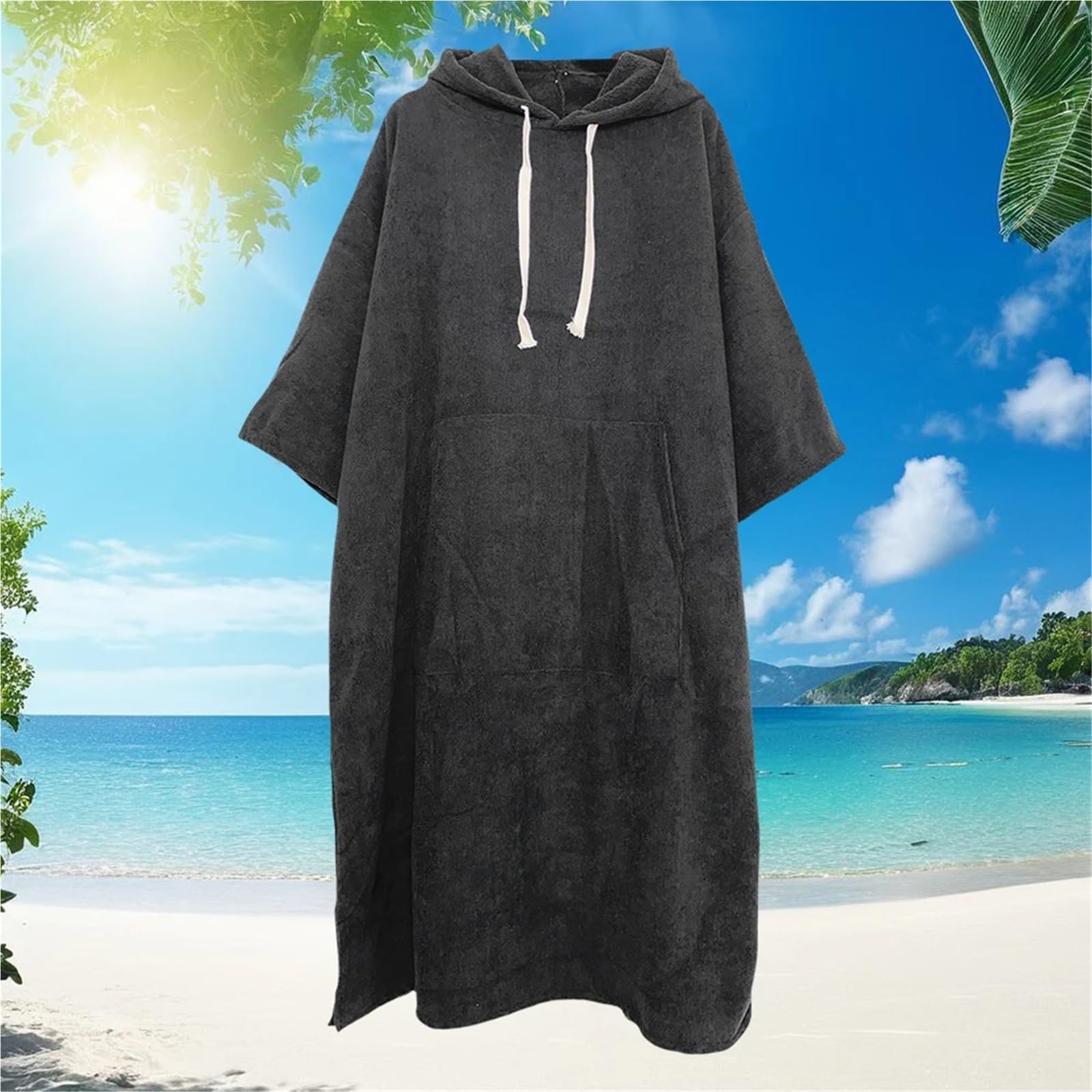 Poncho de Microfibra for Surf, Bata con Capucha for Hombre y Mujer, Toalla con Bolsillo, Traje de Neopreno, Toalla for cambiarse y Nadar en la Playa.(Green)