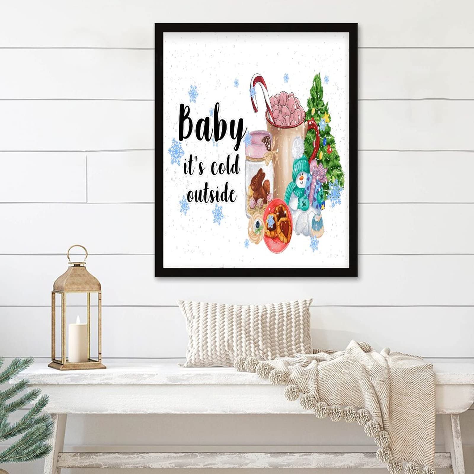 Tableau bonhomme de neige de Noël cadre minimaliste 40x50 cm
